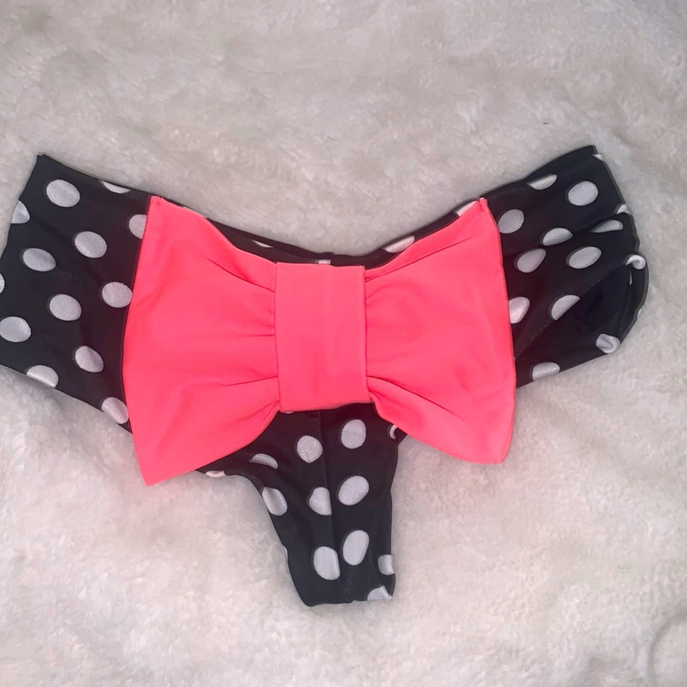 Lolli black polka dot pink bow bottoms